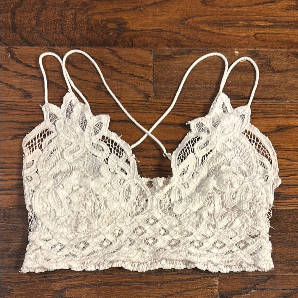 Free People White Lace Tank Top